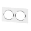 Plaque de finition 2 postes Legrand Dooxie 6 008 42 coloris blanc mat avec bague effet chrome l.158 x P.10 x H.87 mm