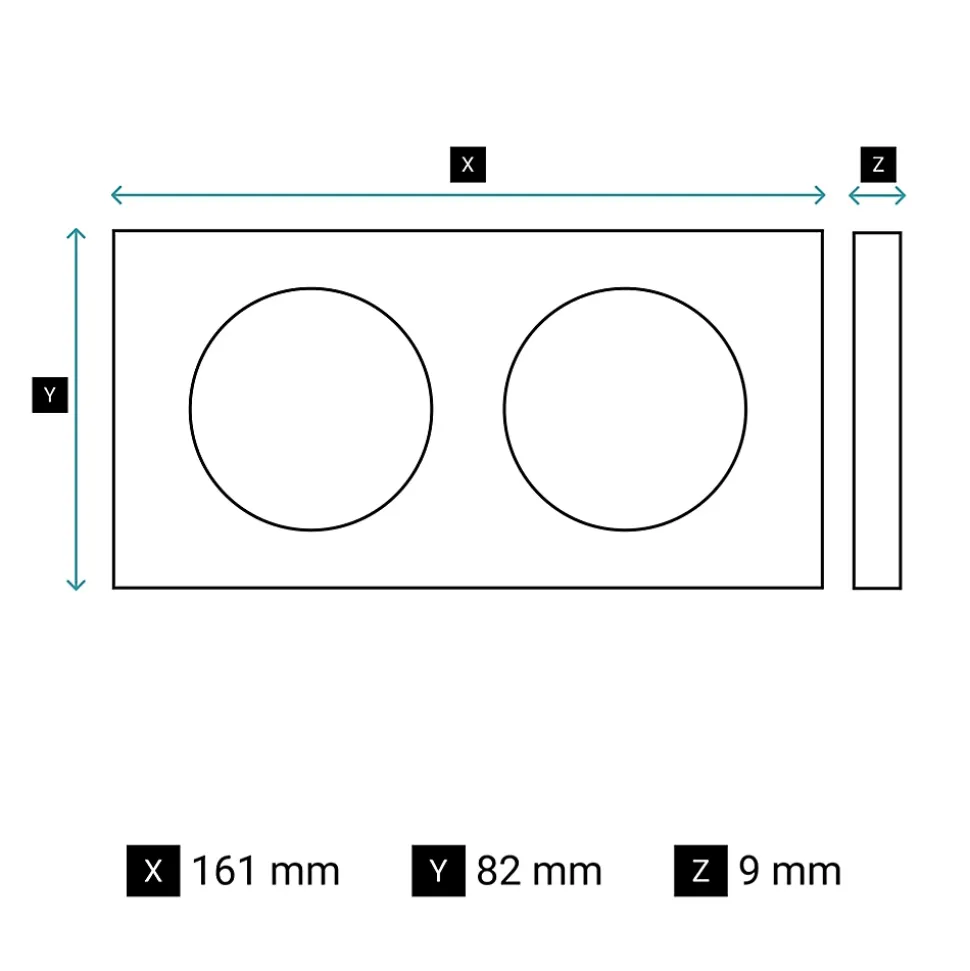 Plaque de finition 2 postes Legrand Céliane CP0122 coloris noir mat l.161 x P.9 x H.82 mm