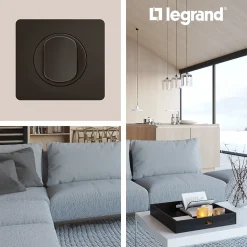 Plaque de finition 2 postes Legrand Céliane CP0122 coloris noir mat l.161 x P.9 x H.82 mm