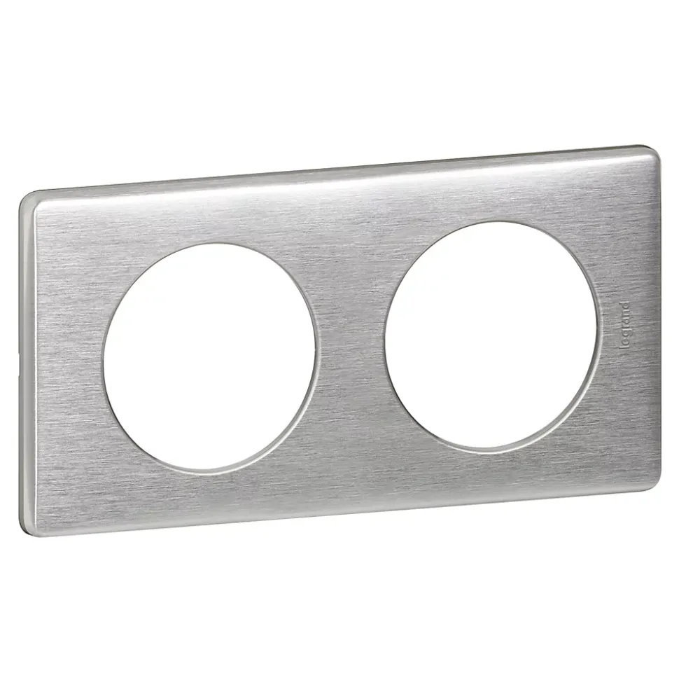 Plaque de finition 2 postes Legrand Céliane 0 998 66 coloris aluminium l.161 x P.9 x H.82 mm