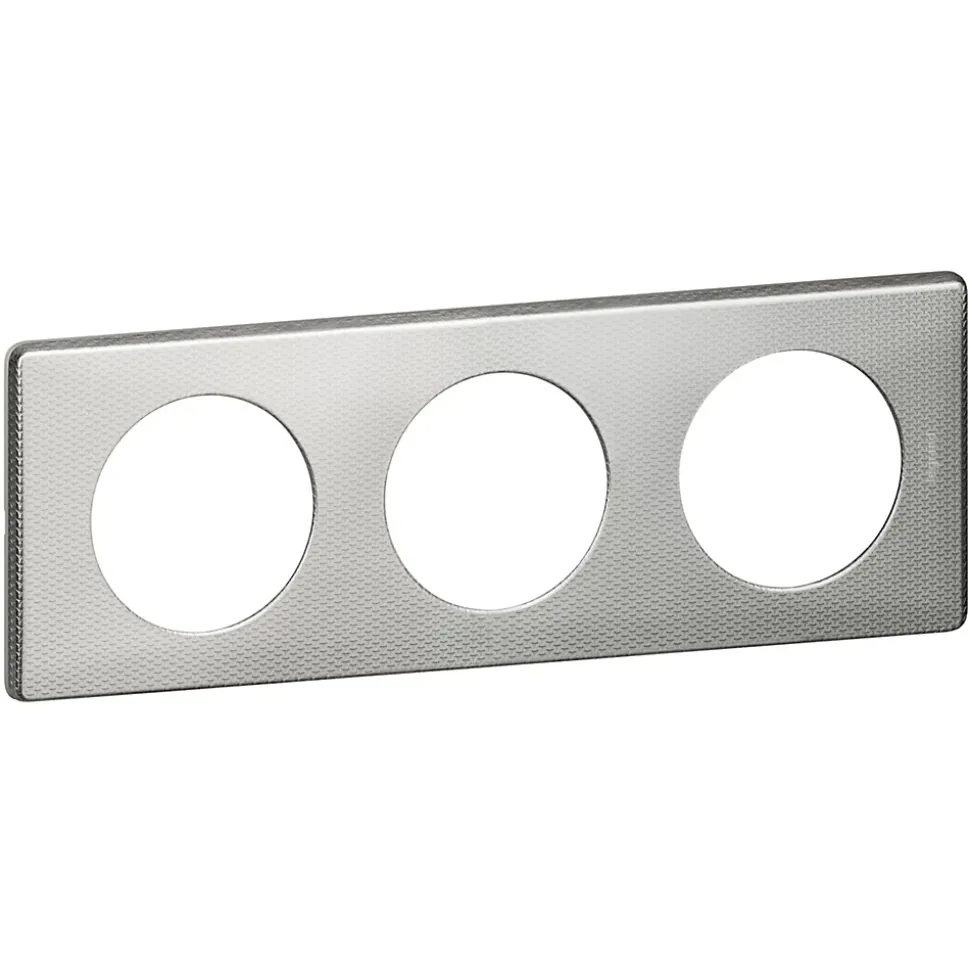 Plaque de finition 3 postes Legrand Céliane 0 988 92 coloris alu snake l.232 x P.8,5 x H.82 mm