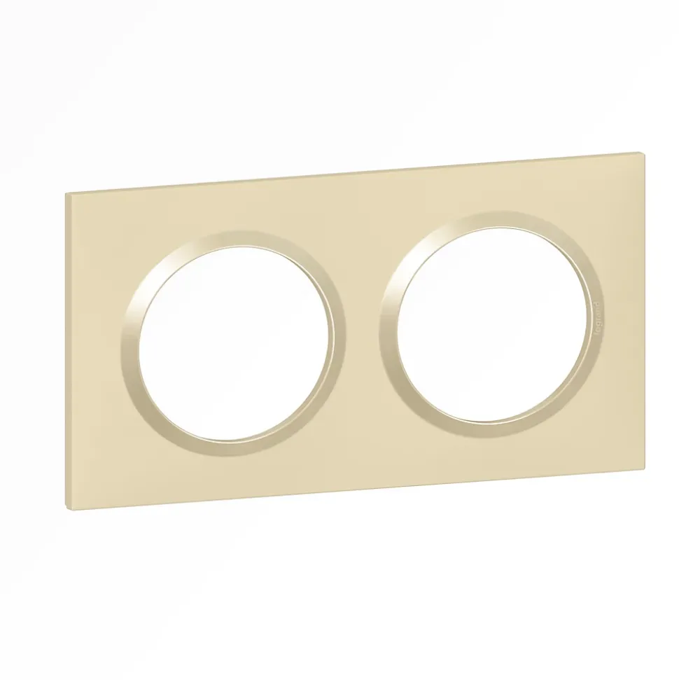 Plaque de finition 2 postes Legrand Dooxie 6 008 12 coloris dune mat avec bague dune brillante l.158 x P.10 x H.87 mm