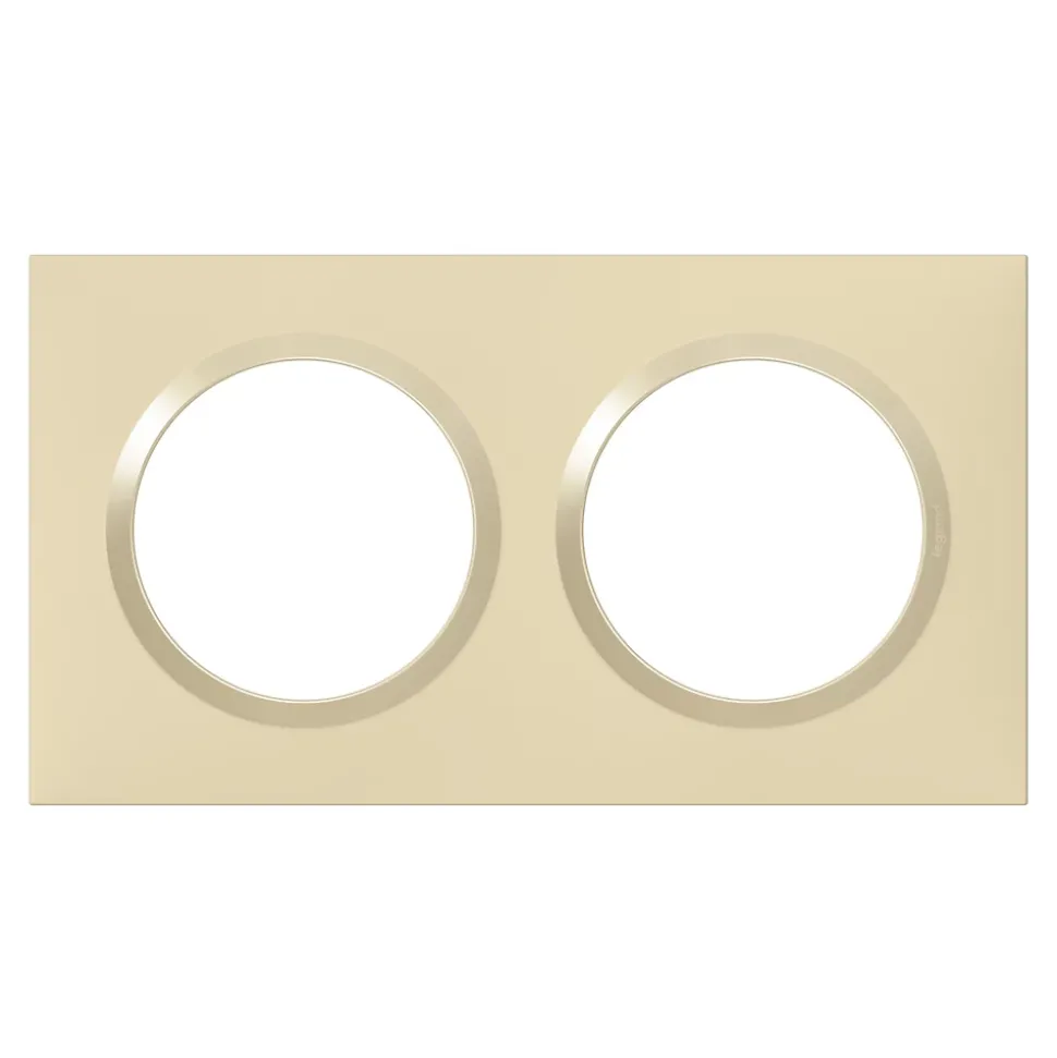 Plaque de finition 2 postes Legrand Dooxie 6 008 12 coloris dune mat avec bague dune brillante l.158 x P.10 x H.87 mm