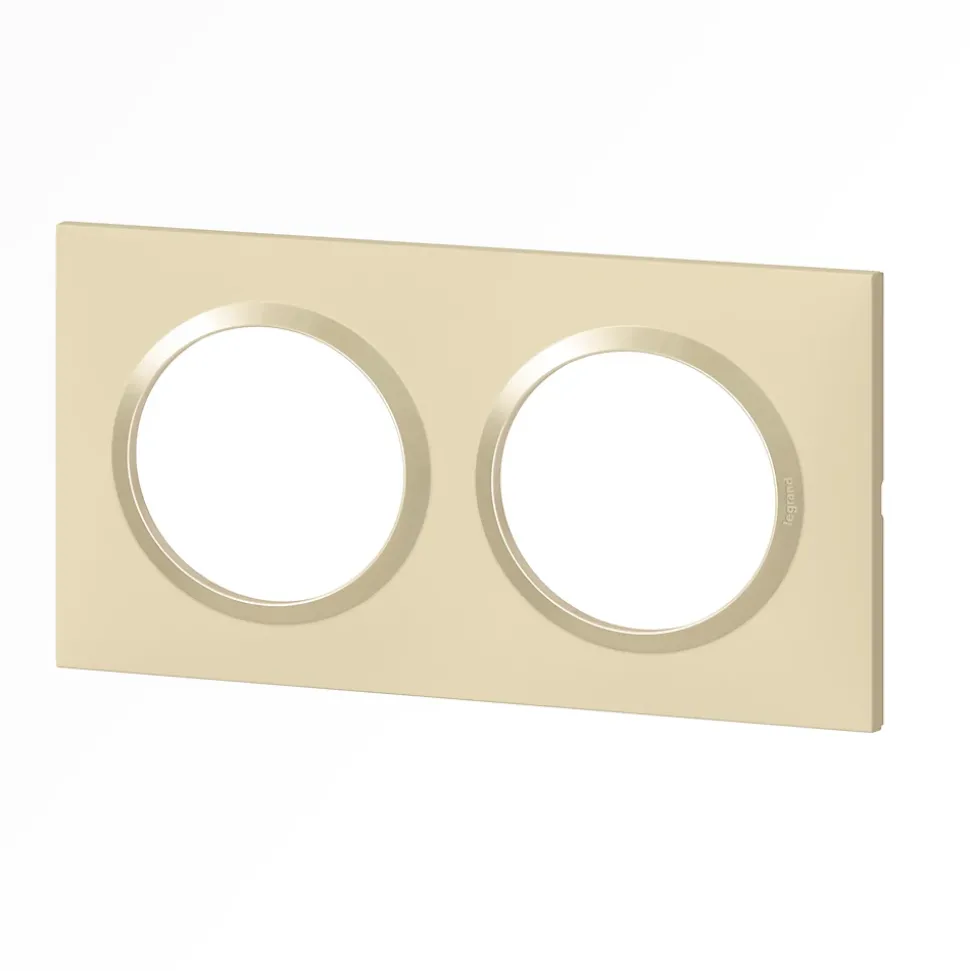 Plaque de finition 2 postes Legrand Dooxie 6 008 12 coloris dune mat avec bague dune brillante l.158 x P.10 x H.87 mm