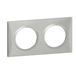 Plaque de finition 2 postes Legrand Dooxie 6 008 52 coloris aluminium l.158 x P.10 x H.87 mm