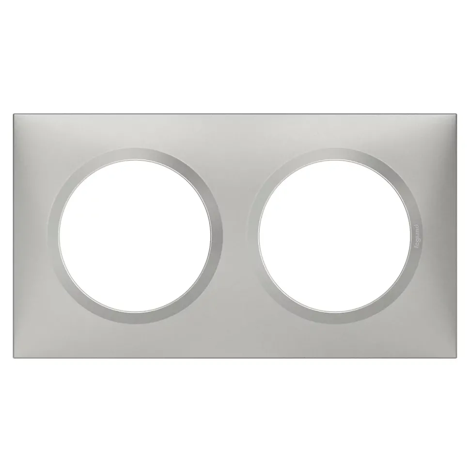 Plaque de finition 2 postes Legrand Dooxie 6 008 52 coloris aluminium l.158 x P.10 x H.87 mm