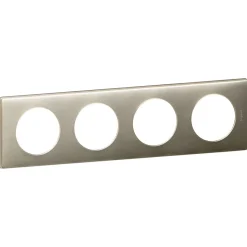 Plaque de finition 4 postes Legrand Céliane 0 689 04 coloris titane l.303 x P.8,5 x H.82 mm