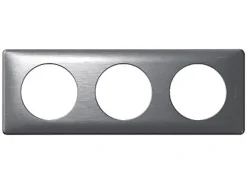 Plaque de finition 3 postes Legrand Céliane 0 998 67 coloris aluminium l.232 x P.9 x H.82 mm