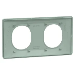 Plaque de finition 2 postes Schneider Electric Ovalis S320704A coloris sauge l.158 x P.10 x H.87 mm