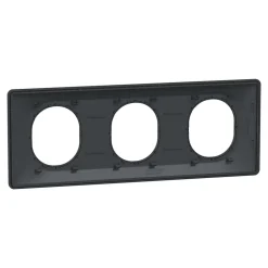 Plaque de finition 3 postes Schneider Electric Ovalis S340706E coloris anthracite avec liseré laiton l.229 x P.10 x H.87 mm
