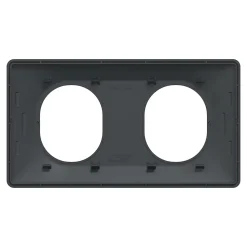 Plaque de finition 2 postes Schneider Electric Ovalis S340704E coloris anthracite avec liseré laiton l.158 x P.10 x H.87 mm