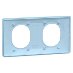 Plaque de finition 2 postes Schneider Electric Ovalis S320704C coloris bleu azurin l.158 x P.10 x H.87 mm