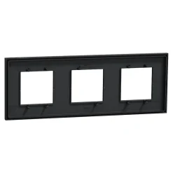 Plaque de finition 3 postes Schneider Electric Unica Déco Essentielle NU600654 coloris anthracite l.230,6 x P.10,25 x H.85 mm