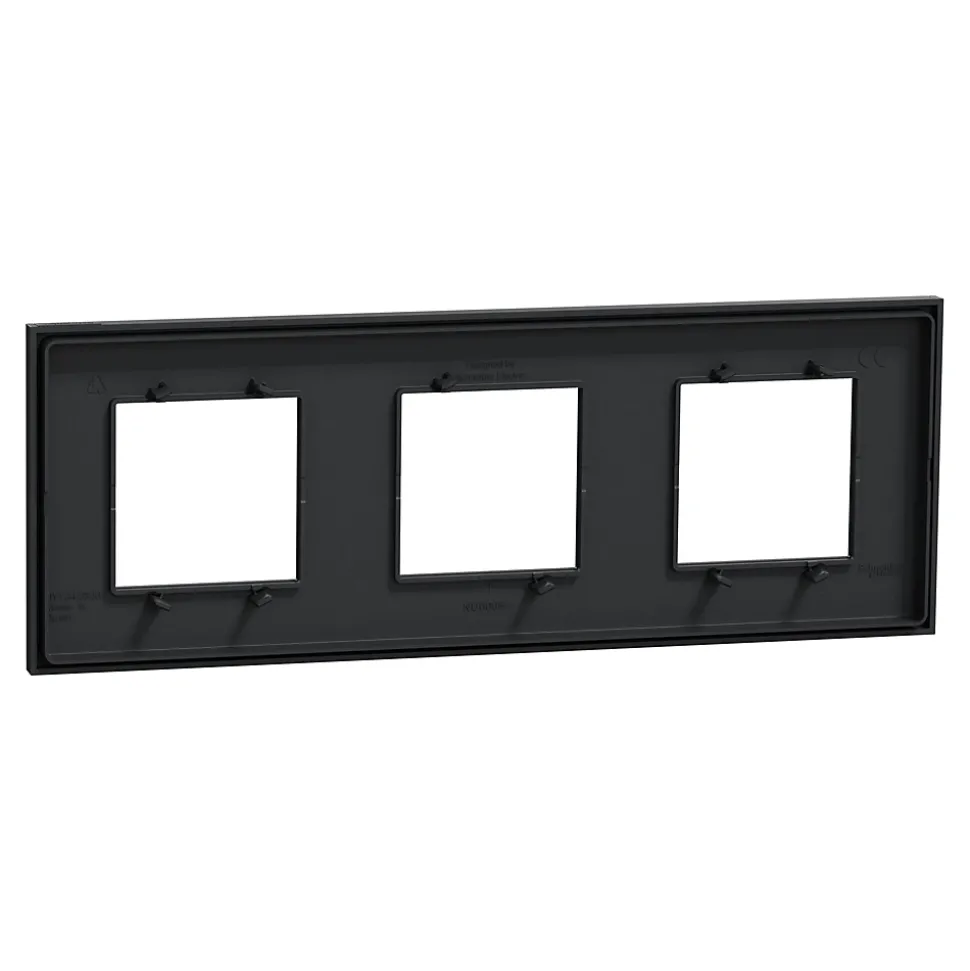 Plaque de finition 3 postes Schneider Electric Unica Déco Essentielle NU600654 coloris anthracite l.230,6 x P.10,25 x H.85 mm