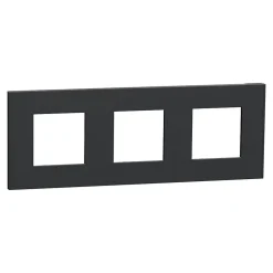 Plaque de finition 3 postes Schneider Electric Unica Déco Essentielle NU600654 coloris anthracite l.230,6 x P.10,25 x H.85 mm
