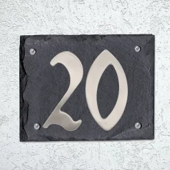 Plaque de numéro de rue, en schiste, noir, L.15 x l.18,5 cm, Chapuis CIXA11