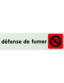 Plaque de signalisation Défense de fumer, plexiglass adhésif, 170x45mm - THIRARD
