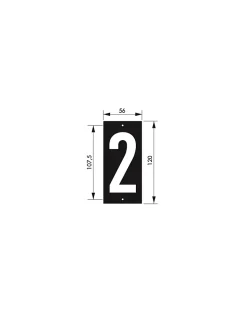 Plaque de signalisation 2, marquage blanc sur fond noir, panneau ABS à visser, 56x120mm - THIRARD