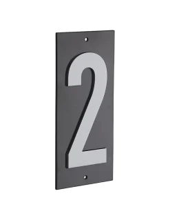 Plaque de signalisation 2, marquage blanc sur fond noir, panneau ABS à visser, 56x120mm - THIRARD