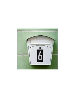 Plaque de signalisation 6, marquage blanc sur fond noir, panneau ABS à visser, 56x120mm - THIRARD