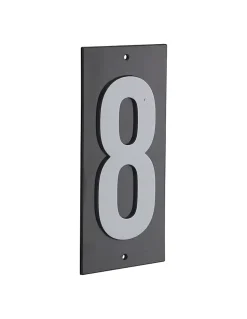 Plaque de signalisation 8, marquage blanc sur fond noir, panneau ABS à visser, 56x120mm - THIRARD