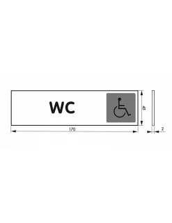 Plaque de signalisation WC, plexiglass adhésif, 170x45mm - THIRARD