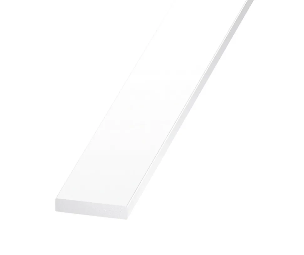 Plat PVC blanc 25 x 5 mm, 2 m Polychlorure de vinyle (PVC)