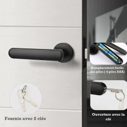Poignée connectée à codes pour serrure de porte