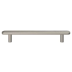 Poignée de meuble arrondi GoodHome Garlan aluminium effet nickel satin gris l.168mm x l.15mm x H. 27mm entraxe 128mm