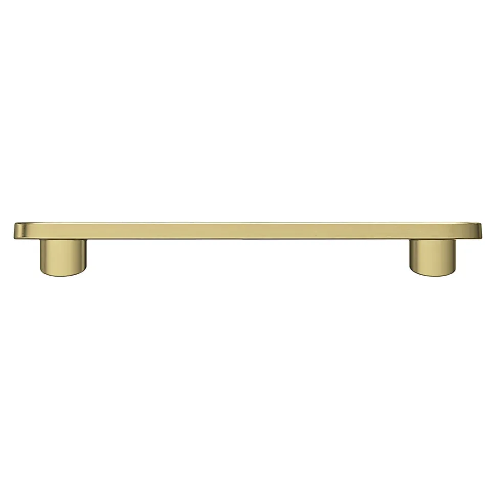 Poignée de meuble arrondi GoodHome Minzh aluminium effet laiton satin doré l.121mm x l.25mm x H. 16mm entraxe 96mm