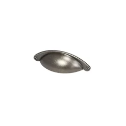 Poignée de meuble demi-ronde Rohan effet étain satin gris l.104mm x l.30mm x H. 26mm entraxe 64mm