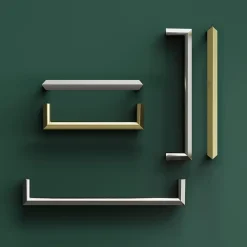 Poignée de meuble Droit GoodHome Keri effet nickel satin gris l.106mm x l.11mm x H. 27mm entraxe 96mm