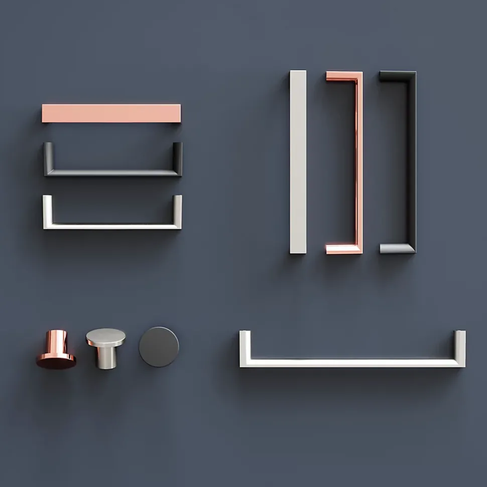 Poignée de meuble Droit GoodHome Dotz effet nickel satin gris l.135mm x l.12mm x H. 26mm entraxe 128mm