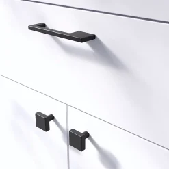 Poignée de meuble Droit GoodHome Skej aluminium mat noir l.126mm x l.7mm x H. 30mm entraxe 96mm