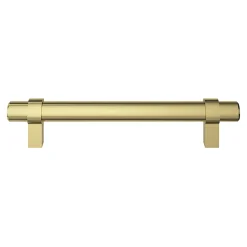 Poignée de meuble en T GoodHome Kerver acier et Zamac effet laiton doré l.168mm x l.18mm x H. 34mm entraxe 128mm