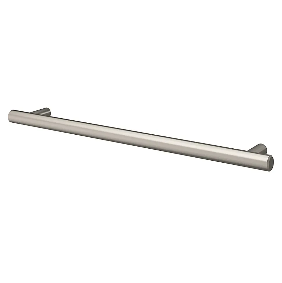 Poignée de meuble en T GoodHome Dizel acier effet nickel satin gris l.264mm x l.12mm x H. 35mm entraxe 224mm