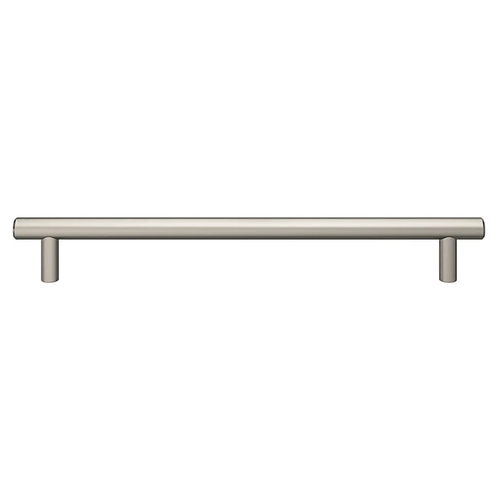 Poignée de meuble en T GoodHome Dizel acier effet nickel satin gris l.264mm x l.12mm x H. 35mm entraxe 224mm