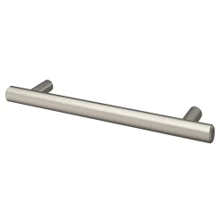 Poignée de meuble en T GoodHome Dizel acier effet nickel satin gris l.168mm x l.12mm x H. 35mm entraxe 128mm