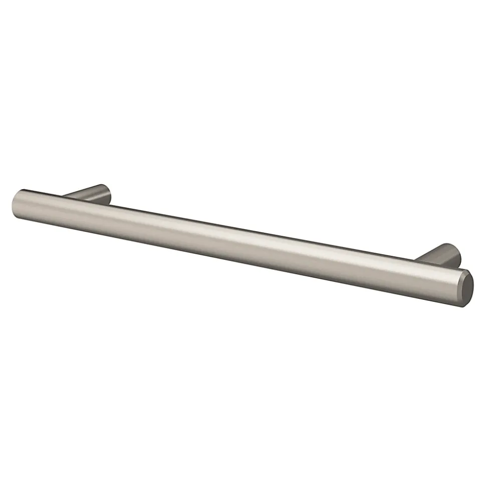 Poignée de meuble en T GoodHome Dizel acier effet nickel satin gris l.200mm x l.12mm x H. 35mm entraxe 160mm