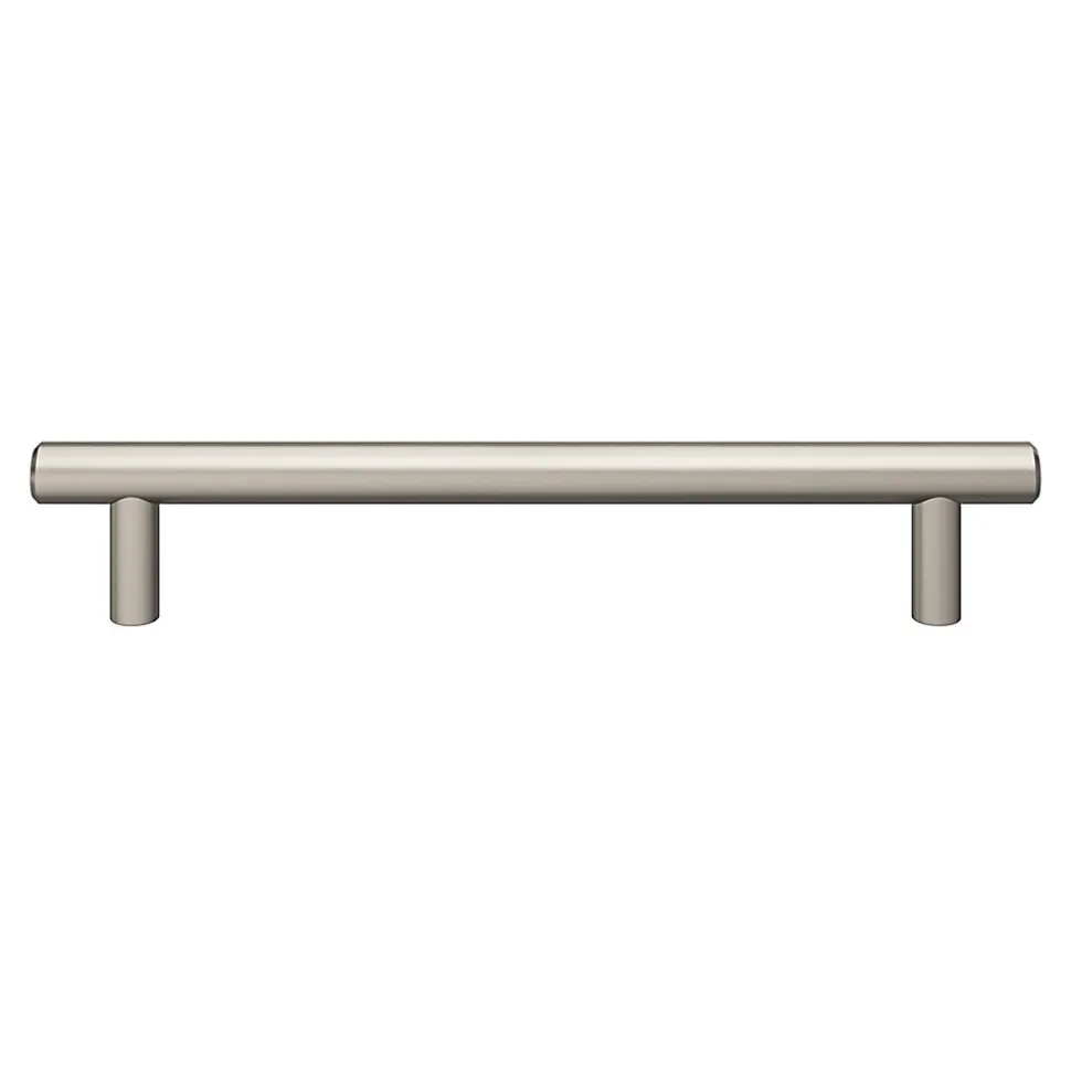 Poignée de meuble en T GoodHome Dizel acier effet nickel satin gris l.200mm x l.12mm x H. 35mm entraxe 160mm