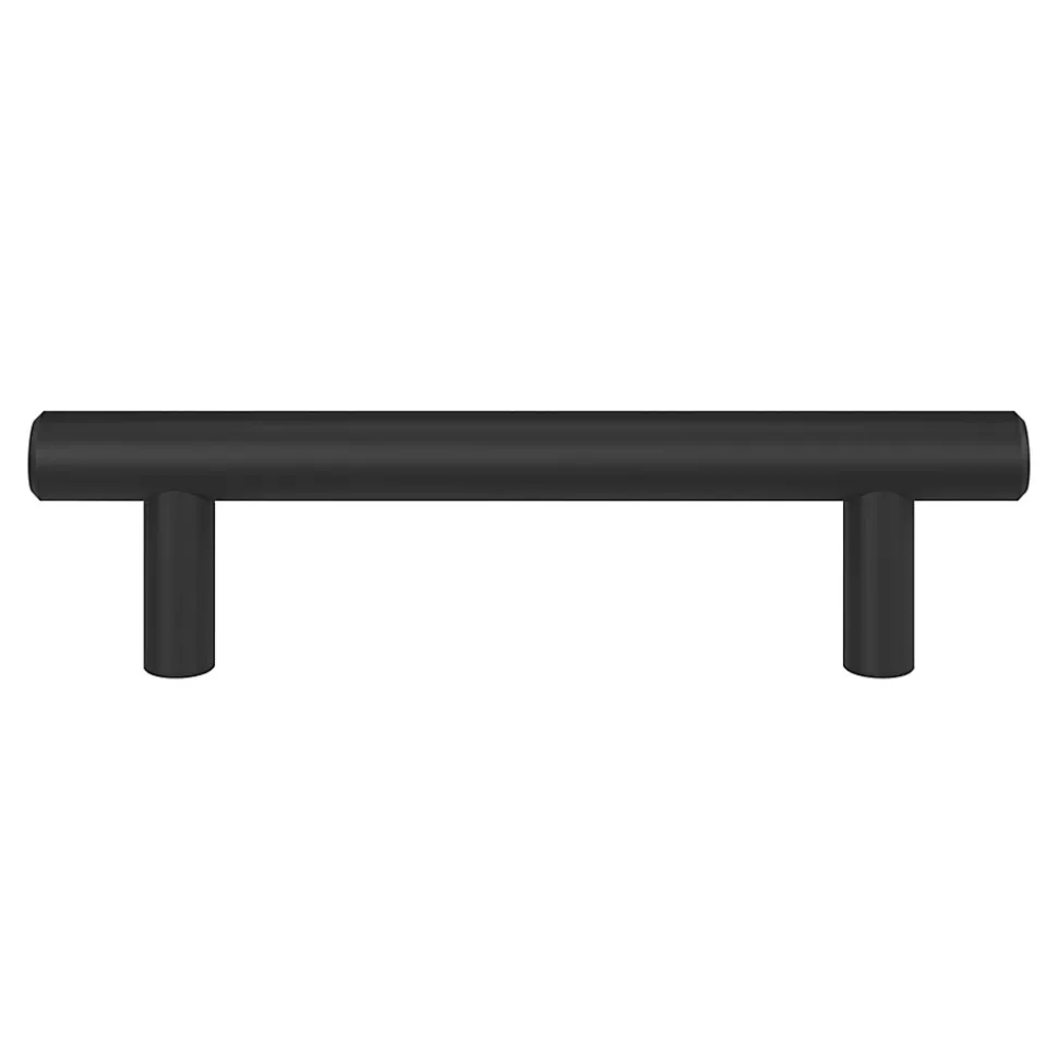 Poignée de meuble en T GoodHome Dizel acier mat noir l.136mm x l.12mm x H. 35mm entraxe 96mm