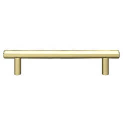 Poignée de meuble en T GoodHome Dizel acier effet laiton satin doré l.168mm x l.12mm x H. 35mm entraxe 128mm