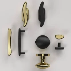 Poignée de meuble en T GoodHome Armel aluminium effet laiton doré l.120mm x l.17mm x H. 30mm entraxe 96mm