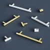 Poignée de meuble en T GoodHome Dizel acier effet laiton satin doré l.136mm x l.12mm x H. 35mm entraxe 96mm