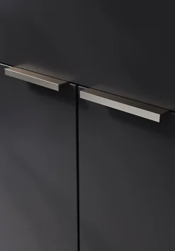 Poignée de meuble Incurvé GoodHome Skej aluminium effet nickel satin gris l.120mm x l.19mm x H. 35mm entraxe 96mm