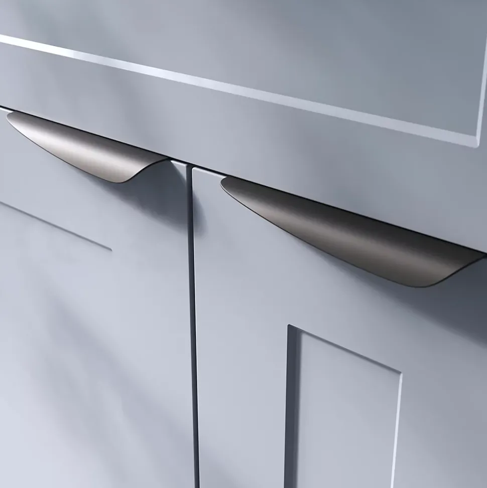 Poignée de meuble Incurvé GoodHome Mehaban mat noir l.170mm x l.44mm x H. 18mm entraxe 128mm