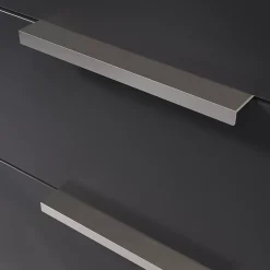 Poignée de meuble Incurvé GoodHome Skej aluminium effet nickel satin gris l.152mm x l.19mm x H. 35mm entraxe 128mm