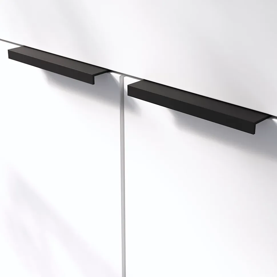 Poignée de meuble Incurvé GoodHome Skej aluminium mat noir l.120mm x l.19mm x H. 35mm entraxe 96mm