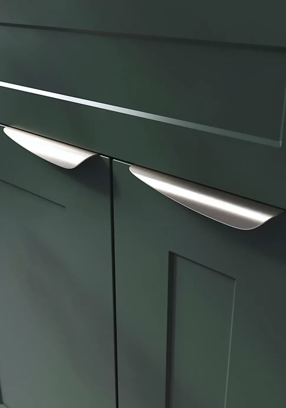 Poignée de meuble Incurvé GoodHome Mehaban effet nickel satin gris l.170mm x l.44mm x H. 18mm entraxe 128mm