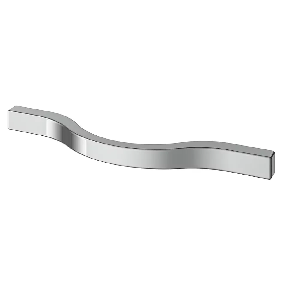 Poignée de meuble nœud GoodHome Prat aluminium effet chromé gris l.130mm x l.10mm x H. 24mm entraxe 96mm